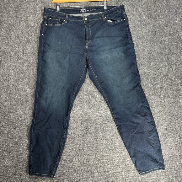 Signature Levis Gold Jeans Womens 24 Mid Rise Skinny Dark Wash Cotton Stretch - Picture 1 of 10